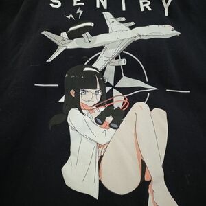Black Graphic Tee with Anime Design